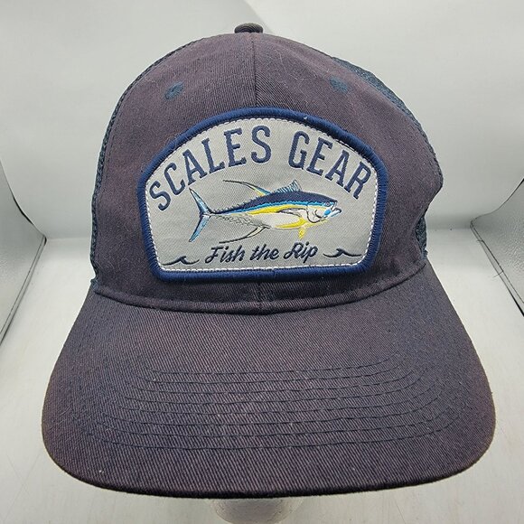 Scales Gear Fish The Rip Blue Trucker Hat Adjustable Snapback Mesh Back - Picture 1 of 9